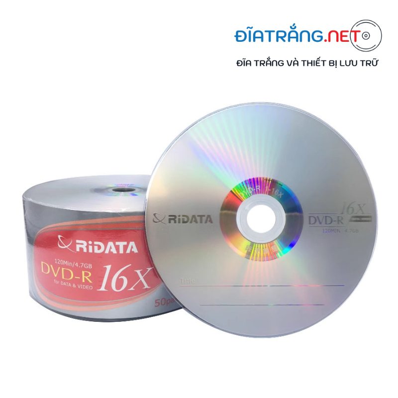 Đĩa trắng DVD-R Ridata 4.7GB - Cọc 50 cái